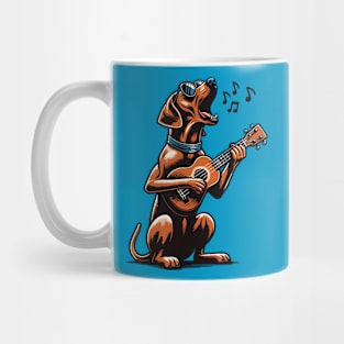 Dog Playing Guitar Singing Rhodesian Ridgeback Funny Mug